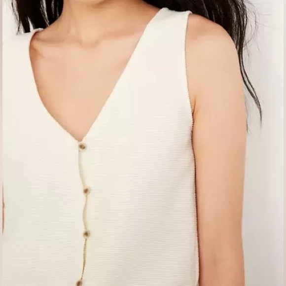 Madewell Texture & Thread Button Front Tie Front Cropped Cotton Tank Top XS - Picture 2 of 7